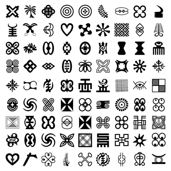 African Symbols Adinkra Fabric Logo Isolated White Background Vector — Stock Vector