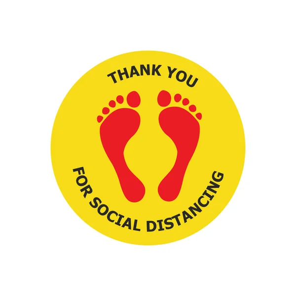 Merci Pratiquer Distance Sociale Foor Autocollant Signe Distance Sociale Une — Image vectorielle