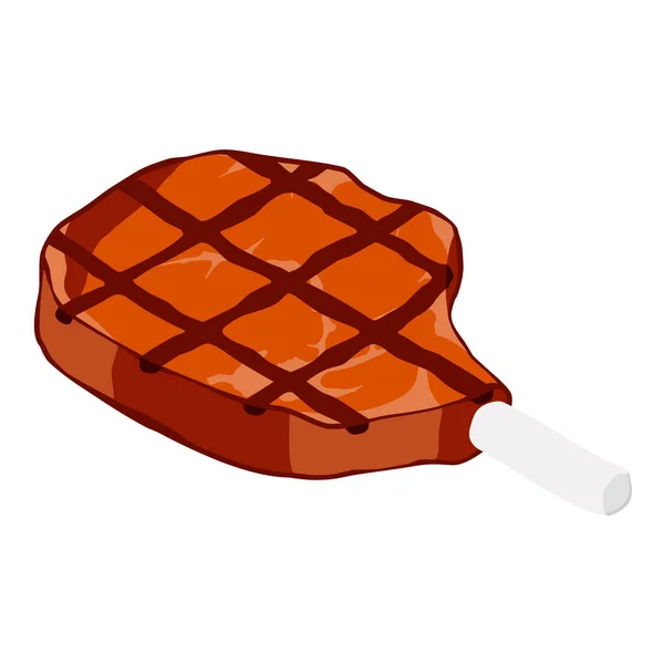 Barbecued Marinated Sticky Ribs White Background Isometric View Vector — Stock Vector