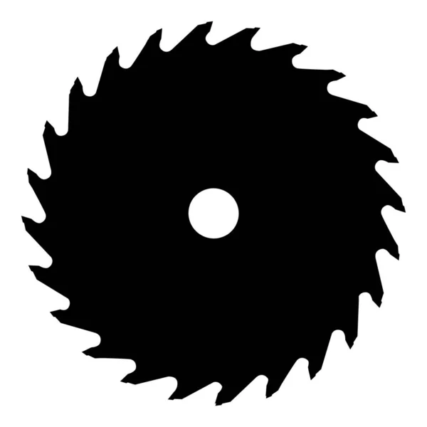Black Silhouette Circular Saw Blade Isolated White Background Vector — Stock Vector