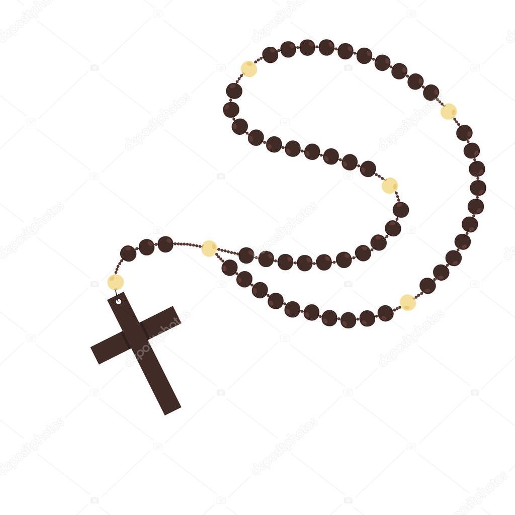 Brown wooden catholic rosary beads, religious symbols,rosary necklace, praying symbol, beaded rosary
