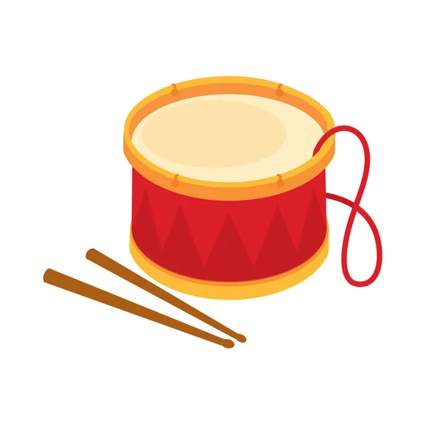 Tambores Vermelhos Bastões Madeira Instrumento Musical Tambor Ilustração Isolado Fundo — Fotografia de Stock