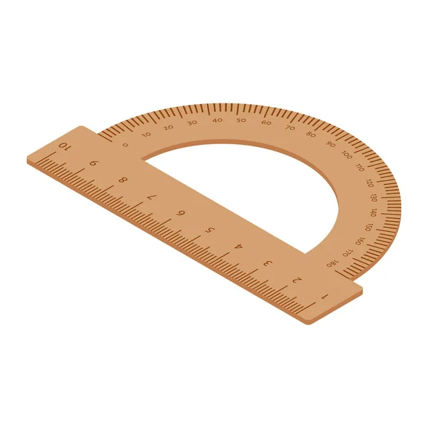 木制尺子牵引栅格 米制帝国 Centimeter 经典的教育测量在白色背景下隔离的工具设备 等距视图 — 图库照片