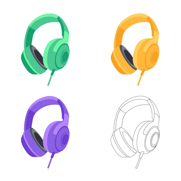 Colorful Headphones Set Isolated White Background Listening Music Concept Raster — Stock Photo, Image