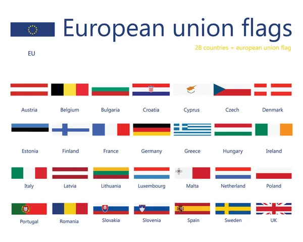 Raster Illustration Set European Union Banderas Con Nombres Banderas Flag — Foto de Stock