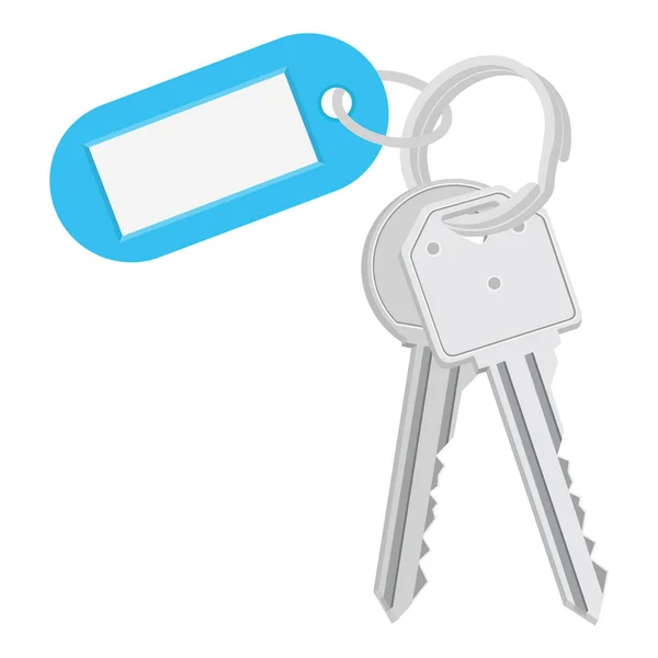 Raster Illustration Blank Blue Tag Keys Bunch Keys Keychain Isolated — Stock Photo, Image