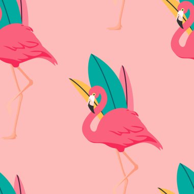 Tropik dikişsiz flamingo deseni, arka plan. raster