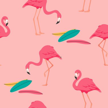 Tropik dikişsiz flamingo deseni, arka plan. raster