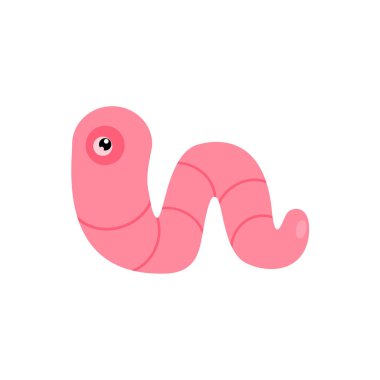 Solucan ikonu. Gülen çizgi film solucanı. Omurgasız sürüngen yaratık. raster