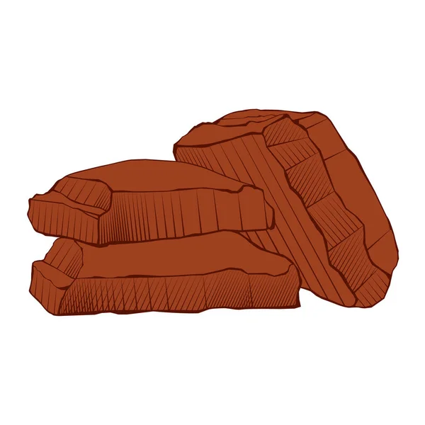 Pedaços Desenhados Mão Barra Chocolate Leite Marrom Isolado Fundo Branco — Fotografia de Stock