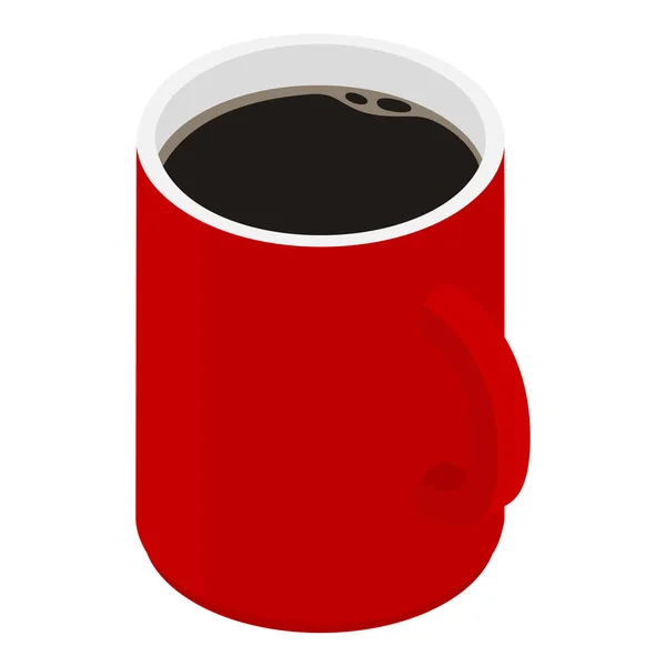 Caneca Café Cerâmica Vermelha Isolada Branco Rasto Vista Isométrica — Fotografia de Stock