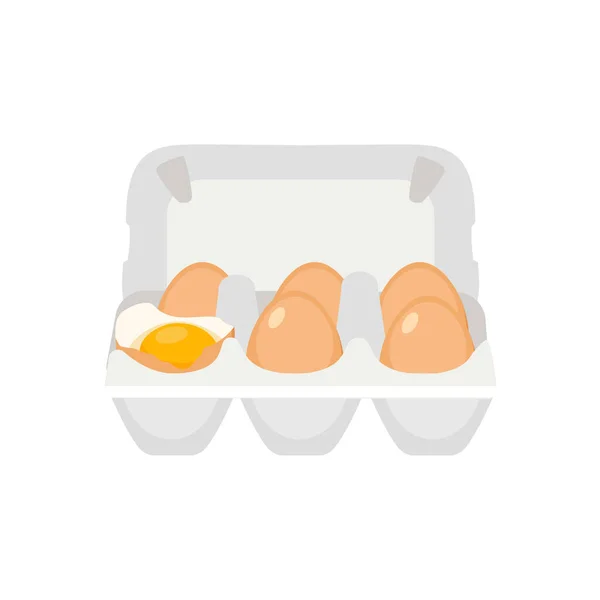 Huevos Pollo Huevos Marrones Frescos Caja Papel Ilustración Raster — Foto de Stock