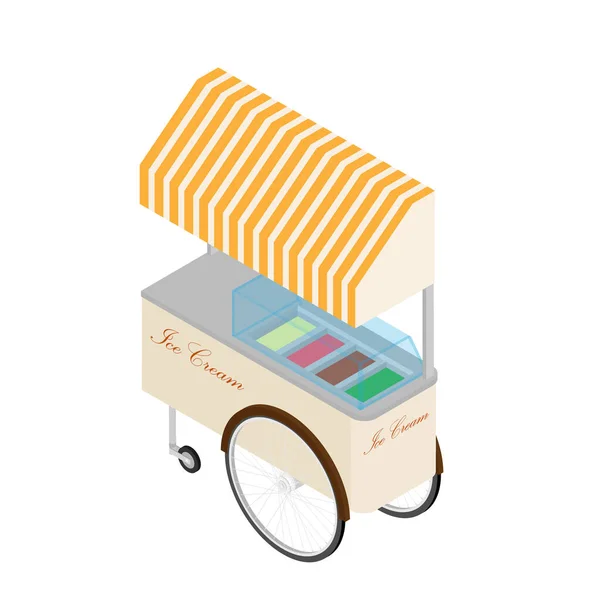 Ice Cream Cart Raster Isolated White Isometric View — Stock Photo, Image