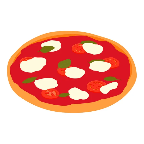 Pizza Margherita Izolowana Białym Tle Widok Izometryczny Pizza Margarita Pomidorami — Zdjęcie stockowe