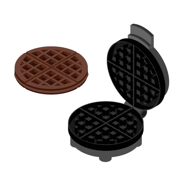 Fresh Chocolate Waffle Waffle Maker Isolated White Background Isometric View — Stock Photo, Image