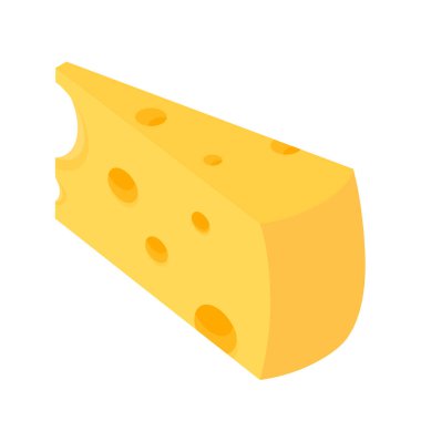 Maasdam peynir dilimi beyaz arka planda izole edilmiş. Isome Manzarası. Vektör