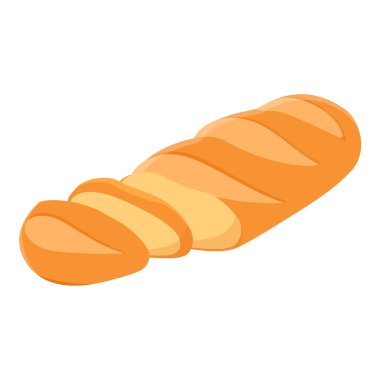 Beyaz zemin üzerinde izole edilmiş taze pişmiş ekmek, izometrik görüş. Vektör