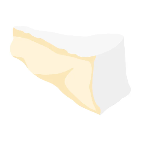 Cheese Brie Wedge Geïsoleerd Een Witte Achtergrond Isometrische Kijk Vector — Stockvector