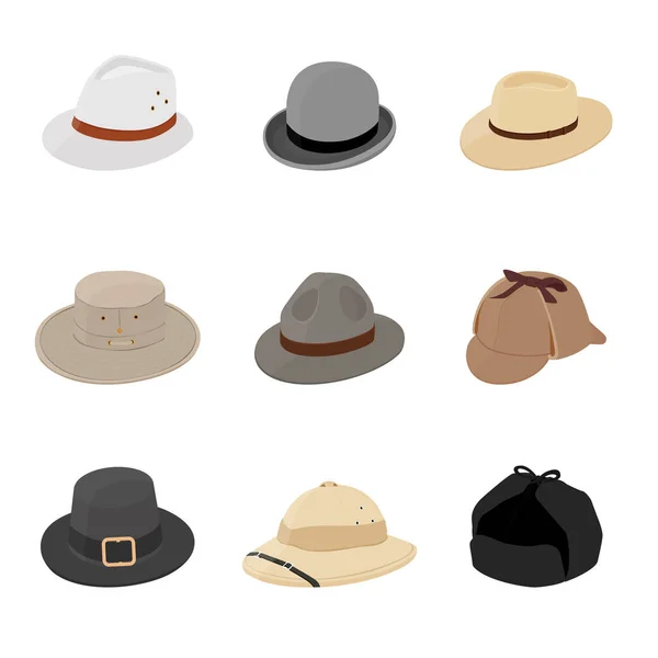 Sombreros Hombre Mujer Dibujos Animados Sombrero Gorra Tocado Vector Colección — Vector de stock