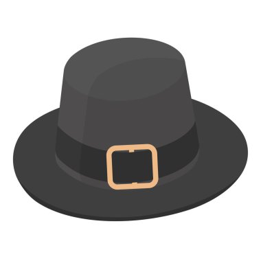 Şükran Günü piligrim geleneksel şapkası beyaz arka planda izole edilmiş. Vektör