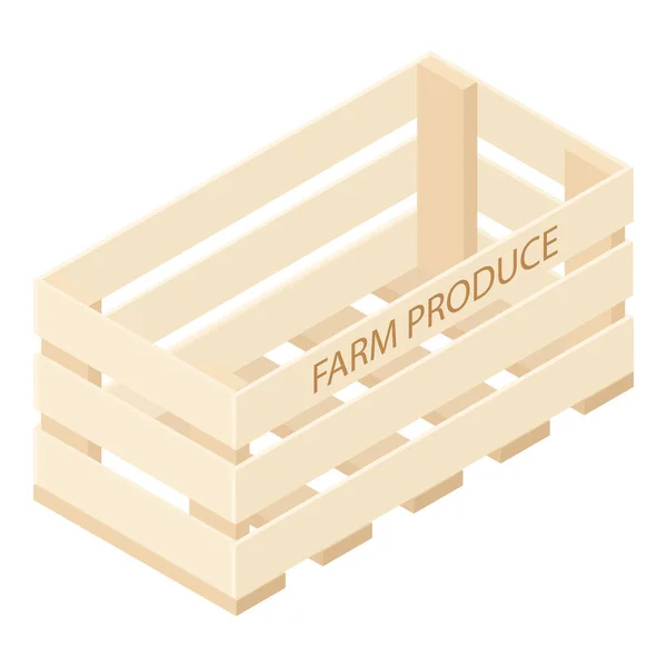 空的木箱市场 板条箱隔离在白色的 等距的观点 农产品 — 图库矢量图片