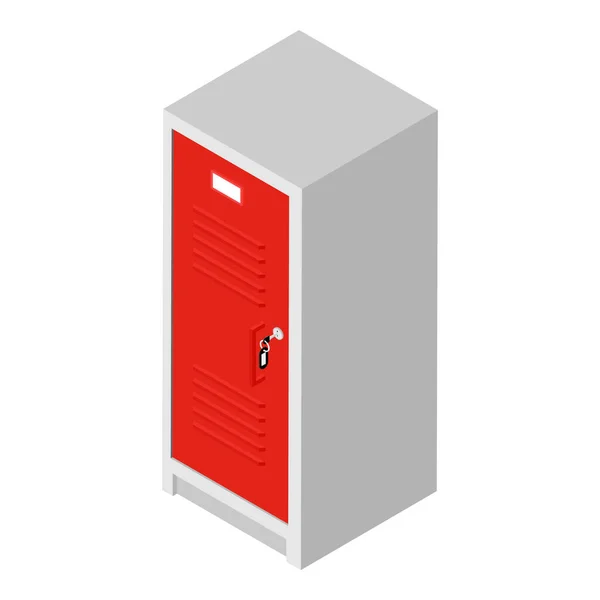 Pintu Loker Logam Merah Dengan Kunci Terisolasi Pada Latar Belakang - Stok Vektor