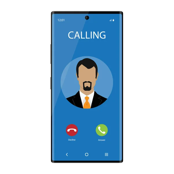 Smartphone Met Inkomende Phone Call Screen User Interface Communicatieconcept — Stockvector