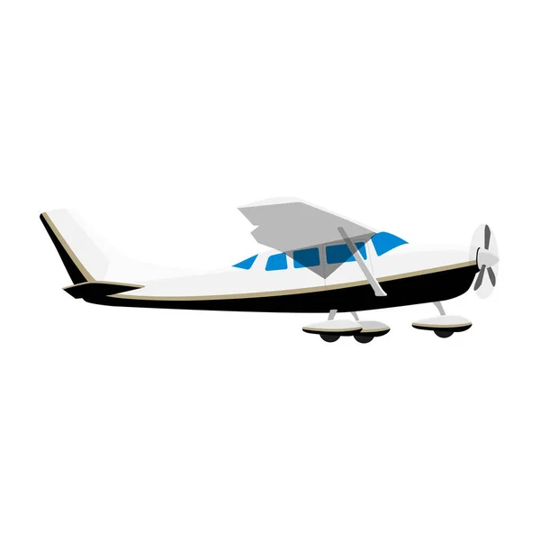 Pequeño Avión Monomotor Cessna Aislado Sobre Fondo Blanco Vector — Vector de stock
