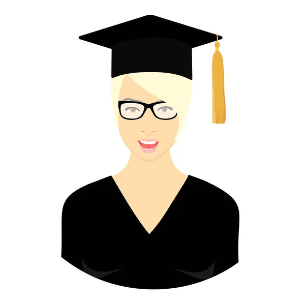 Μαθήτρια Γυαλιά Καπέλο Αποφοίτησης Διάνυσμα — Διανυσματικό Αρχείο