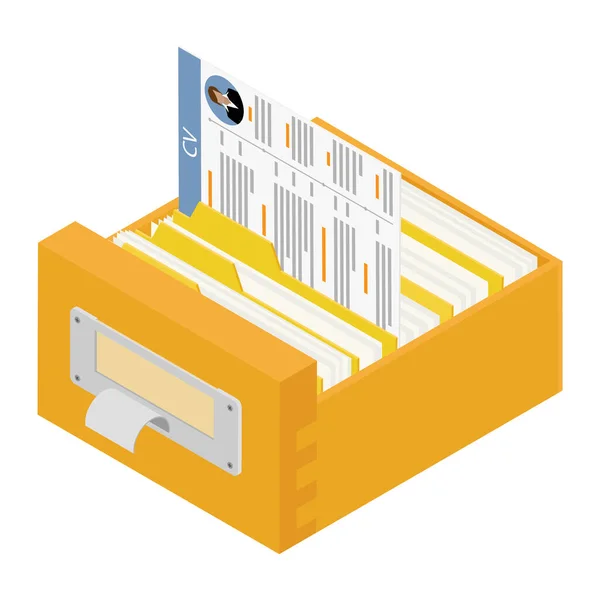 Office Files Filing Cabinet Drawer Business Administration Data Storage Concept — Stock Vector