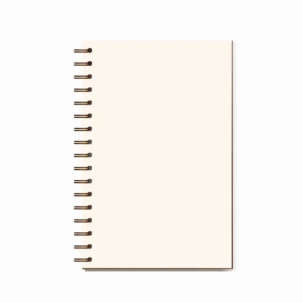 Kovový Spirálový Vektor Prázdný Notebook Izolovaný Bílém Podstavci — Stockový vektor