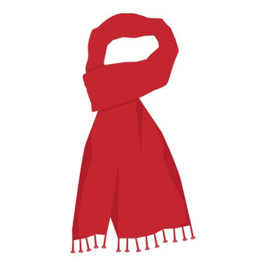 Raster illüstrasyon kırmızı örgü eşarp beyaz arka planda izole. Kış eşarbı