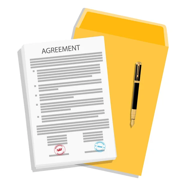 Contract Agreement Folder Pen Partnership Signing Document Concept Raster Illustration — Stock Photo, Image