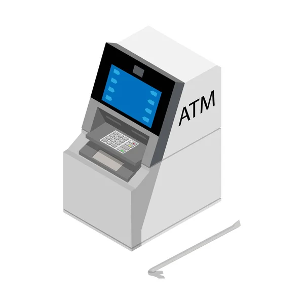 盗窃概念-小偷从ATM犯罪现场偷钱。栅格 — 图库照片