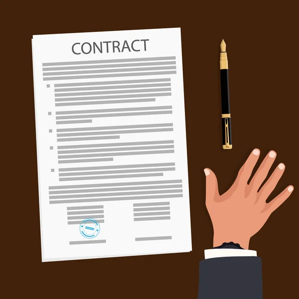 Συμβόλαιο, φάκελος και στυλό. Έννοια του εγγράφου εταιρικής σχέσης — Φωτογραφία Αρχείου