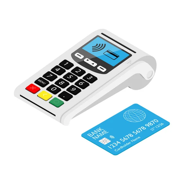 Pos Terminal Payment Machine Bank Credit Card Isolated White Background — Stock Photo, Image