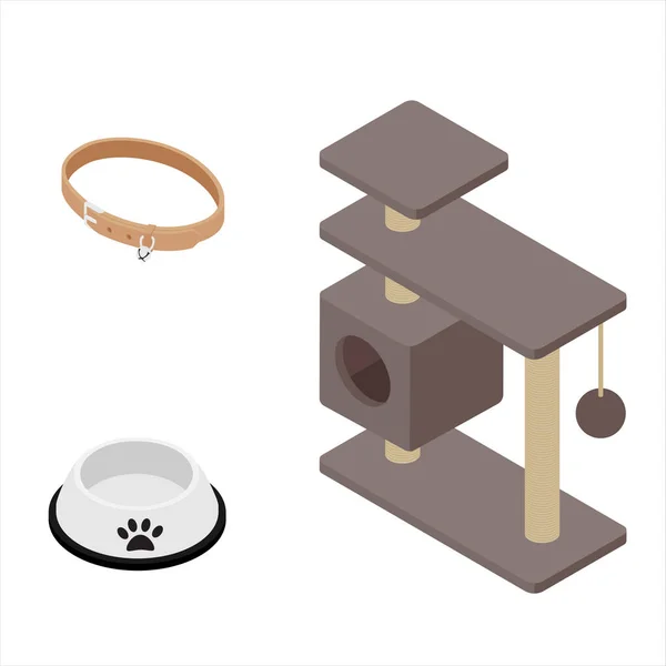 Accesorios Para Mascotas Food Bowl Collar Gato Árbol Casa Con — Foto de Stock