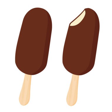 Eskimo turtalı dondurma beyaz arka planda izole edilmiş. Isırılmış dondurma. raster