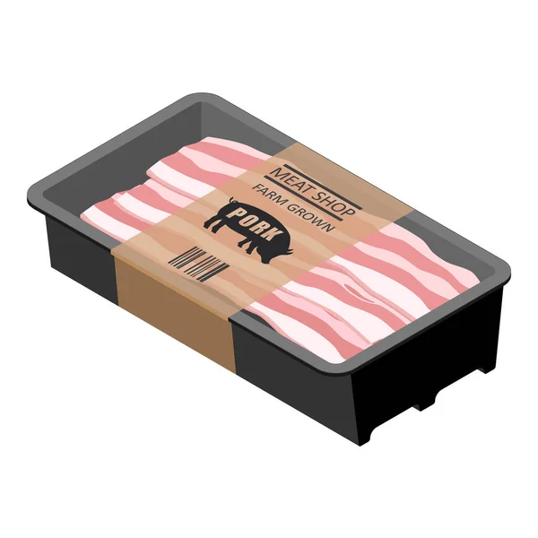 Свіжі Сирі Шматочки Бекону Упаковці Ізольовані Білому Тлі Смачний Інгредієнт — стокове фото