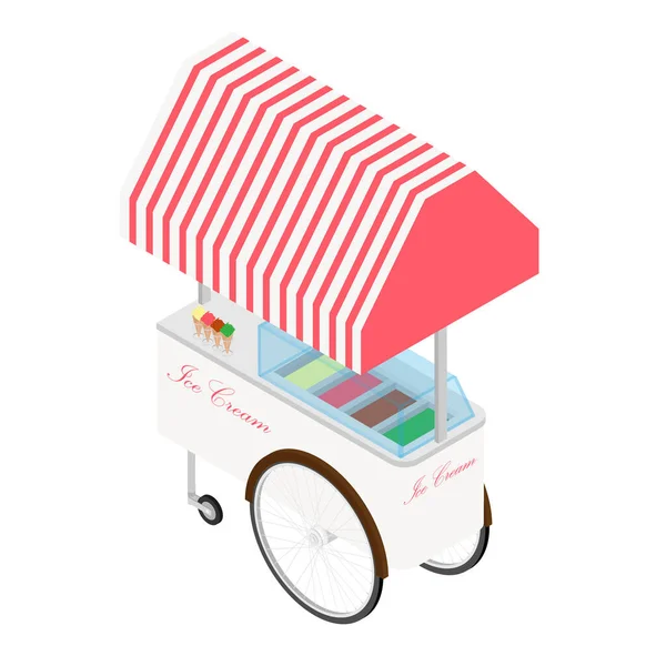 Ice Cream Cart Raster Isolated White Isometric View — Stock Photo, Image