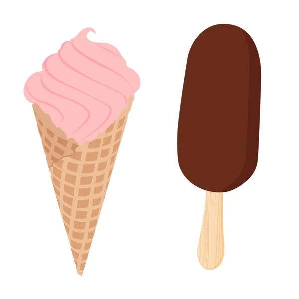 놓아둔 래스터 딸기와 초콜릿 아이스크림 — 스톡 사진