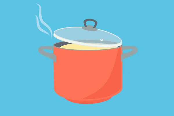 냄비를 끓이는 일. 항아리에 담긴 물. 요리용 래스터 삽화 — 스톡 사진