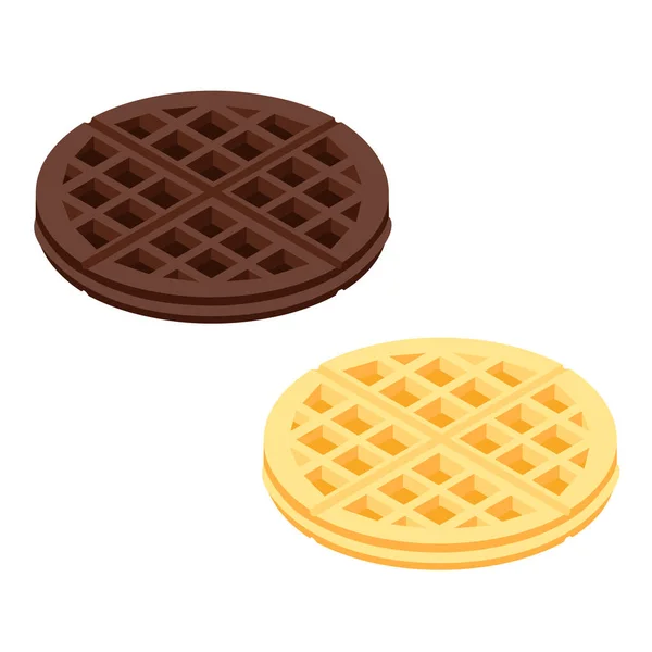 Fresh Chocolate Honey Belgium Waffle Isolated White Background Isometric View — Stock Photo, Image