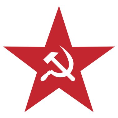 Raster Illustrasyon kırmızı beş köşeli yıldız içinde çekiç ve orak beyaz arka planda izole. SSCB sembolü