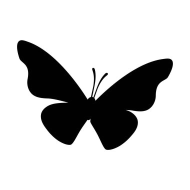 Kelebek silueti beyaz arka planda izole edilmiş. Vektör