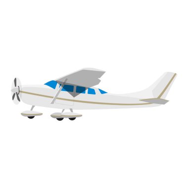 Small single engine airplane cessna isolated on white background. Vector clipart