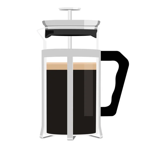 Cafetera Francesa Aislada Sobre Fondo Blanco Vector — Vector de stock