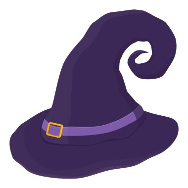 Cadı şapkası beyaz arka planda izole edilmiş. Cadılar Bayramı şapkası. Vektör