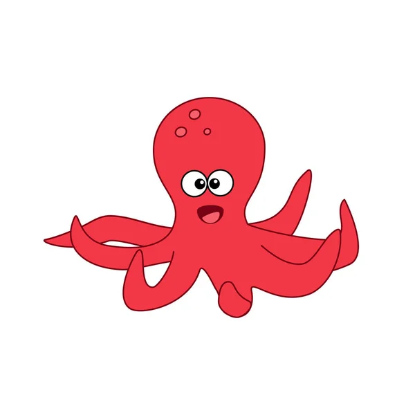 Lindo Pulpo Dibujos Animados Aislado Sobre Fondo Blanco — Vector de stock