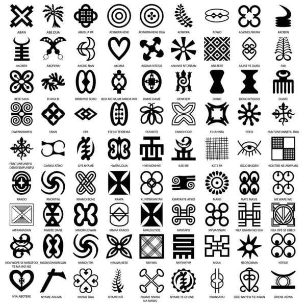 Símbolos Africanos Adinkra Para Tela Logo Aislado Sobre Fondo Blanco — Vector de stock